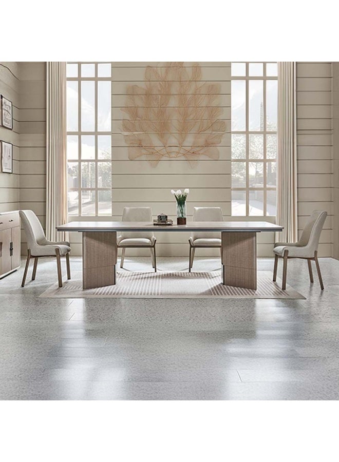 DANUBE HOME Libra 1 + 8 Dining Set -Dining Table Light Brown / Beige  - Image 1