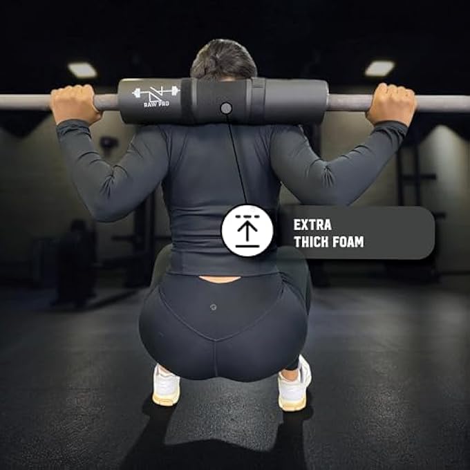 rayihni Foam Barbell Pad For Squats And Hip Thrusts | Black Protective Cushion For Weightlifting Comfort And Support | Non-Slip Design For Olympic Bars - Image 3