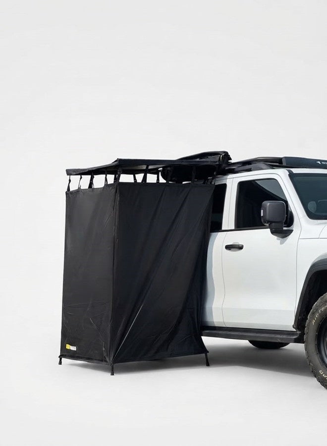 Universal Shower Awning Tent for Car, 100x100cm Black Color With Led Strip Light, Car Shower Tent for 4WD & SUV Vehicles, Privacy Water proof Bathroom Awning for Outdoor Camping - Image 1