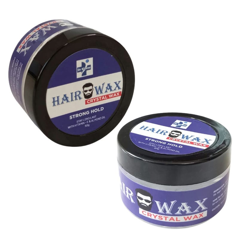 Dr Kleenz Crystal Hair Wax  Strong Hold  Vitamin Enriched  Hair Styling Wax 100 gm 50 Gm x 2 - Image 1