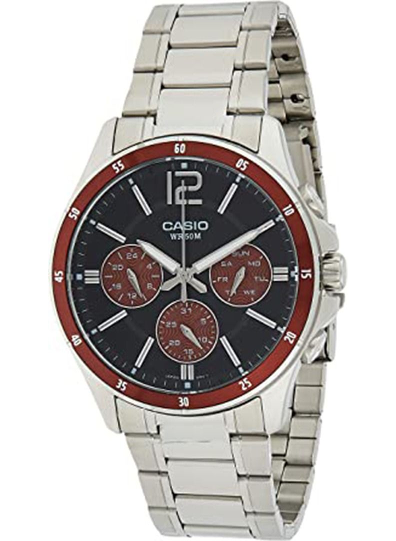 CASIO Men's Water Resistant Chronograph Watch MTP-1374D-5AVDF - 47 mm - Silver - Image 1