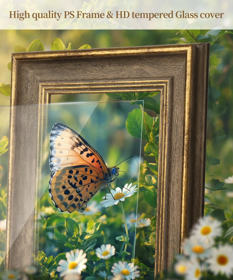 Afuly 8x10 Vintage Picture Frame Elegant Retro Picture Frames Wood Gold Photo Frame Wall Hang Desktop Home Decor Birthday Gifts for Grandma Mom Women Parents - Image 5