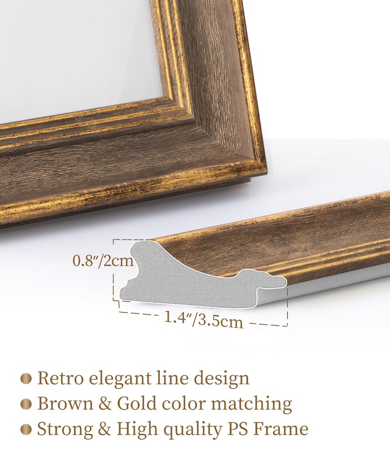 Afuly 8x10 Vintage Picture Frame Elegant Retro Picture Frames Wood Gold Photo Frame Wall Hang Desktop Home Decor Birthday Gifts for Grandma Mom Women Parents - Image 4