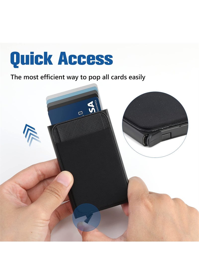 SYOSI محفظة حاملة لبطاقات الائتمان، حامل بطاقات ائتمان منبثق مع خاصية حجب RFID، محفظة معدنية رفيعة بسيطة من الألومنيوم، محافظ معدنية رفيعة لحمل 5 بطاقات للنساء والرجال، باللون الأسود - Image 3