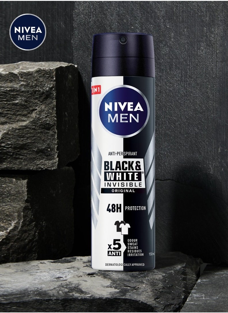 Nivea Antiperspirant Spray For Men Black & White Invisible Protection Original 150 Ml  (May vary package) - pzsku/Z500DD0C382B7875F5A86Z/45/_/1730041726/51172388-eb05-4052-bda1-6800a25515d3