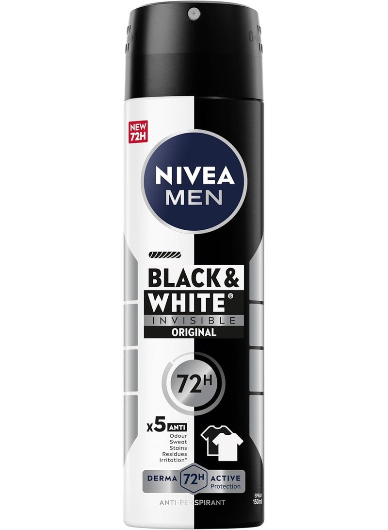 Nivea Men deodorant Spray Black & White Invisible Original 150 Ml  (May vary package) - Image 2