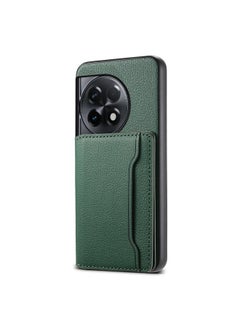 For OnePlus Ace 2 Calf Texture Card Bag Design Full Coverage Phone Case(Green)