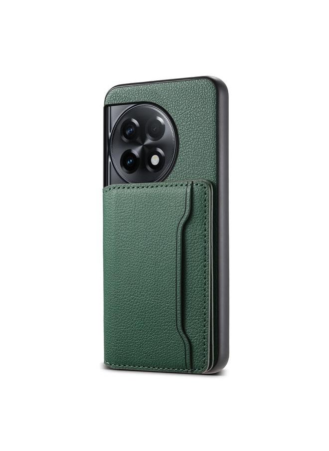 erorex - For OnePlus Ace 2 Calf Texture Card Bag Design Full Coverage Phone Case(Green) - Image 1