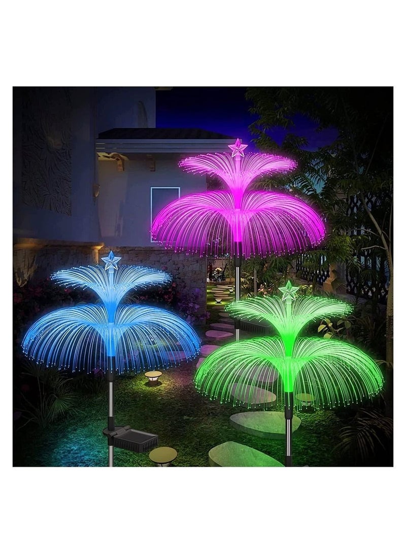 Y&D Solar Jellyfish Light, 7 Color Changing Double and Star Flower Lights, Garden Waterproof Outdoor for Yard Patio Pathway, Garden, Decor, 2 PCS - Image 1