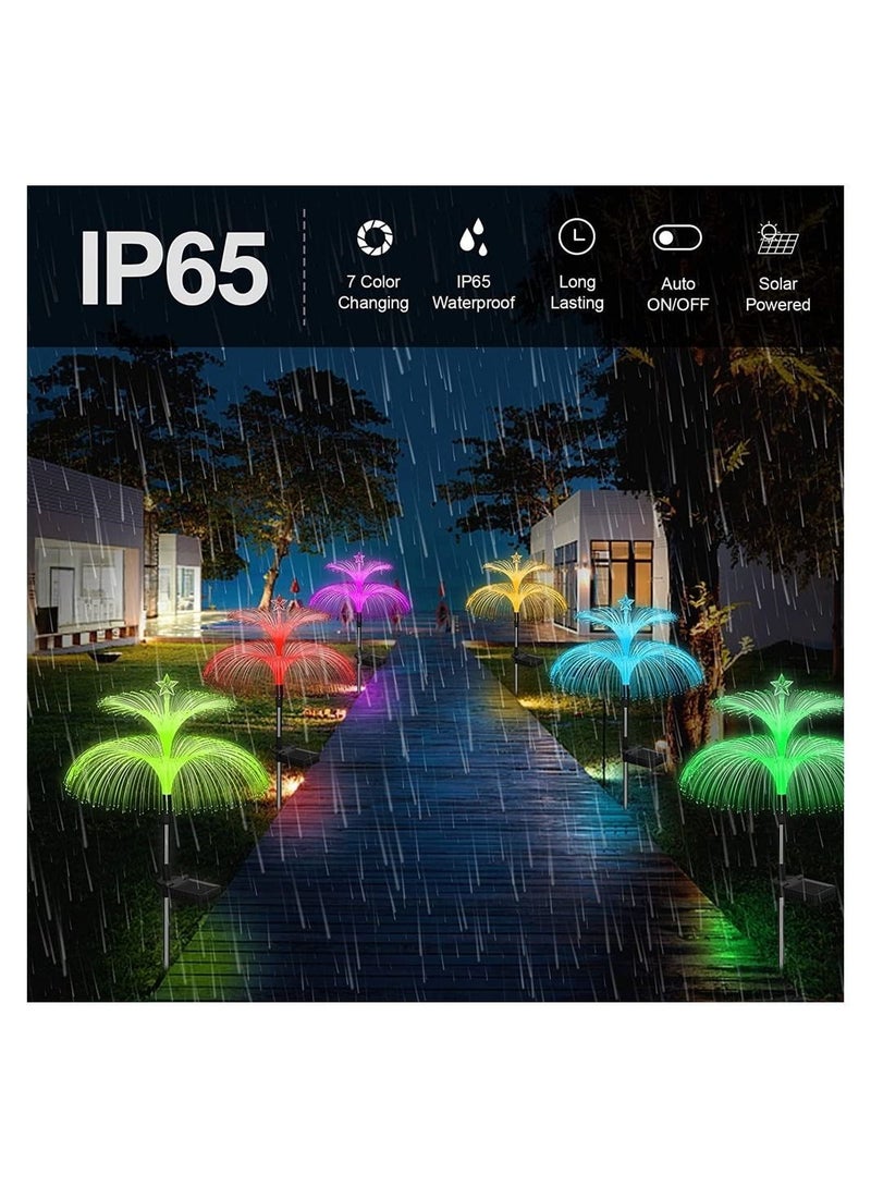 Y&D Solar Jellyfish Light, 7 Color Changing Double and Star Flower Lights, Garden Waterproof Outdoor for Yard Patio Pathway, Garden, Decor, 2 PCS - Image 3