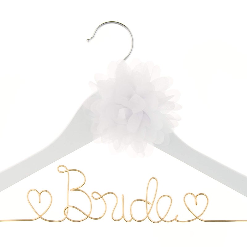Ella Celebration Ella Celebration Bride to Be Wedding Dress Hanger Wooden and Wire Hangers for Brides Gowns Dresses White with Light Gold 