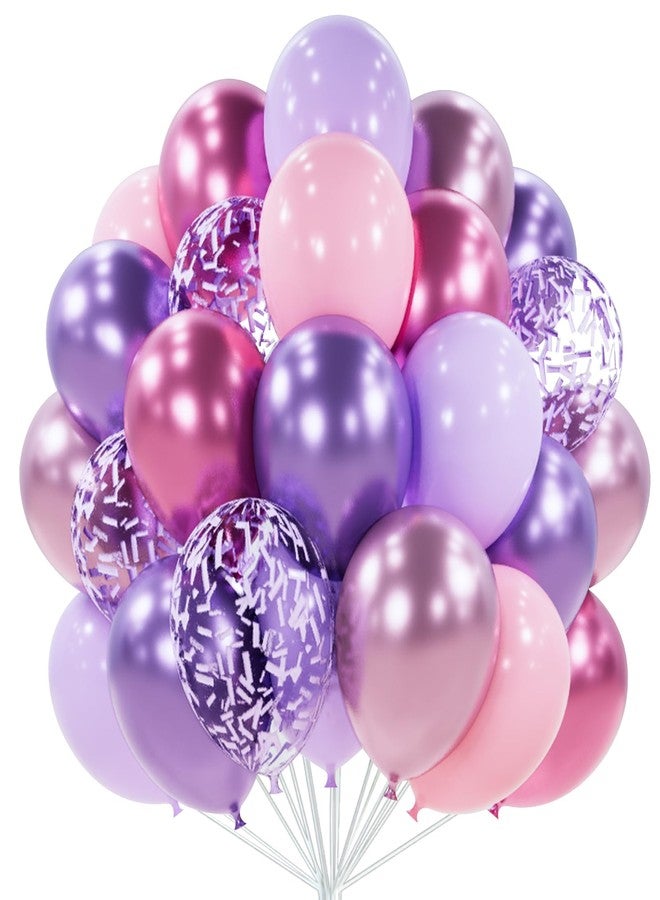PartyWoo Pink and Purple Balloons 66pcs 12 Inch Baby Pastel Light Metallic Pink Light Purple Lavender Lilac Confetti Balloons for Baby Shower Princess Butterfly Birthday Party Decorations - Image 1