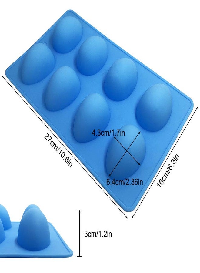 SENHAI 3 Pcs Egg Shape Silicone Molds, 8-Cavity Food-grade Baking Mold for DIY Cake Decoration,Chocolate, Pastry, Muffin, Bread, Ice Cube, Soap - Pink, Blue, Brown - Image 3