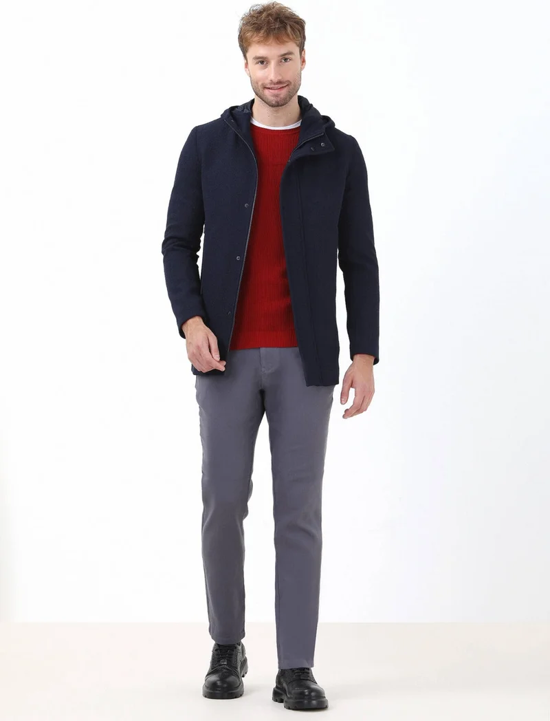 كيب Anthracite Woven Casual Cotton Blend Trousers