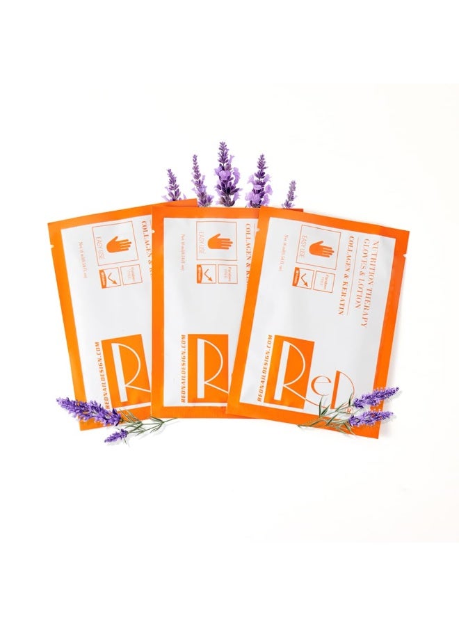 NOVAL RED NAIL DESIGN Hand Masks Moisturizing Gloves with Collagen & Keratin for Nail Spa Salon (5 Pairs - Image 2