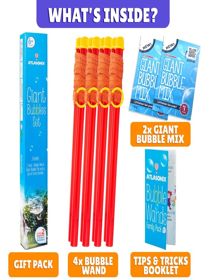 Atlasonix Giant Bubble Wand - Bubble Wands, Bubbles for Kids, Big Bubble Wand Huge Rope, 4 Pack Giant Bubble Wands + Bubble Solution Powder - Makes 2 Gallons, Outdoor Summer Fun - Image 2