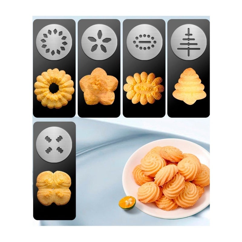 Cookie Press for Baking, Churro Maker Machine, Stainless Steel Spritz Cookie Press Gun kits with 13 Cookie Discs 8 Piping Tips, for Home DIY Biscuit Maker and Cake Icing Decoration - Image 5