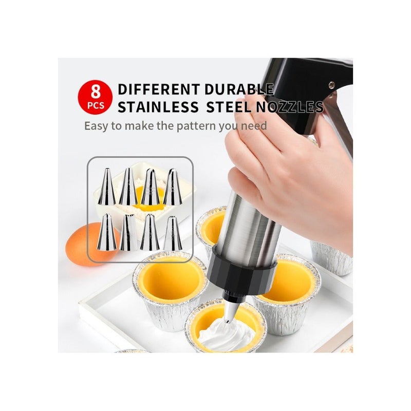 Cookie Press for Baking, Churro Maker Machine, Stainless Steel Spritz Cookie Press Gun kits with 13 Cookie Discs 8 Piping Tips, for Home DIY Biscuit Maker and Cake Icing Decoration - Image 2