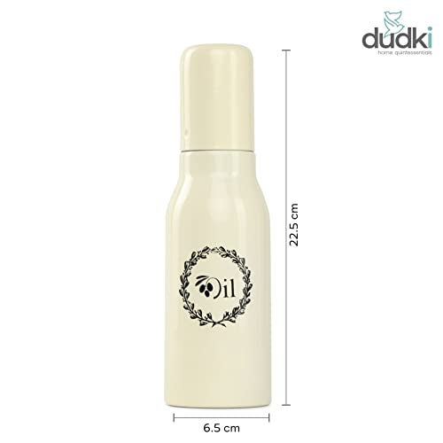 dudki Stainless Steel Oil Dispenser 500 ML Bottle Leakproof | Oil Nozzle Dropper | Cooking Oil Bottle For Home, Kitchen, Cooking, Café, Restaurant (IVORY) - Image 2
