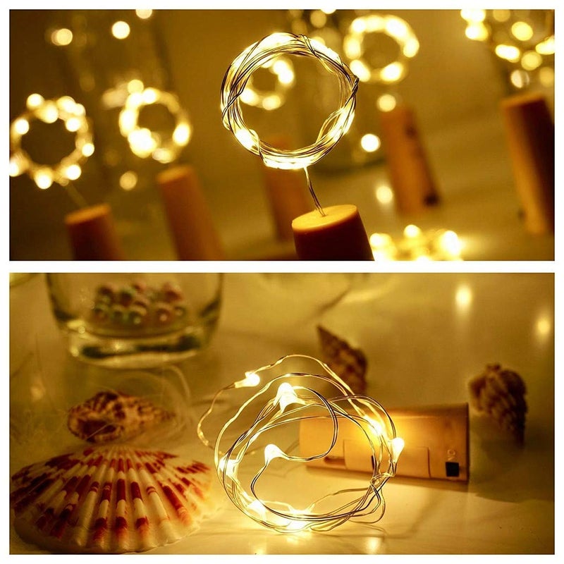 SIXFIRE Fairy Cork Light 20 Led Cork String Light 2M for Home Decoration Wedding Christmas Decoration Indoor Outdoor Decorations DIY Crafts 2 Meters Brown Yellow - Image 2