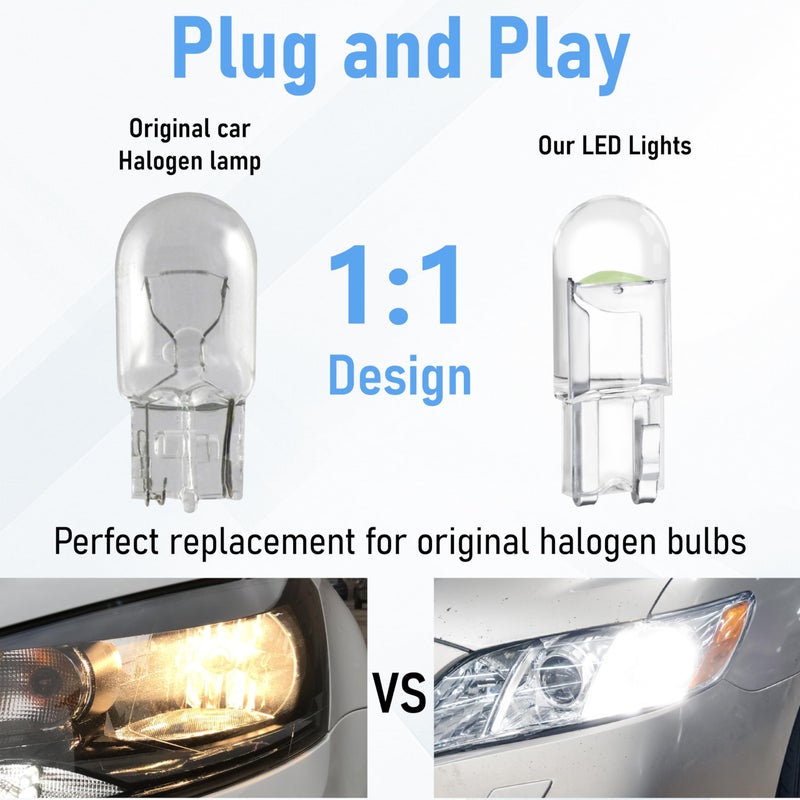 ecocstm 30 PCS Car 194 LED Bulbs, 168 2825 W5W T10 Wedge COB LED Replacement Bulb, 6000K License Plate Light Bulb, Error Free Interior Bulb for Dashboard Light, Dome Lights,License Plate Lights (Ice Blue) - Image 5