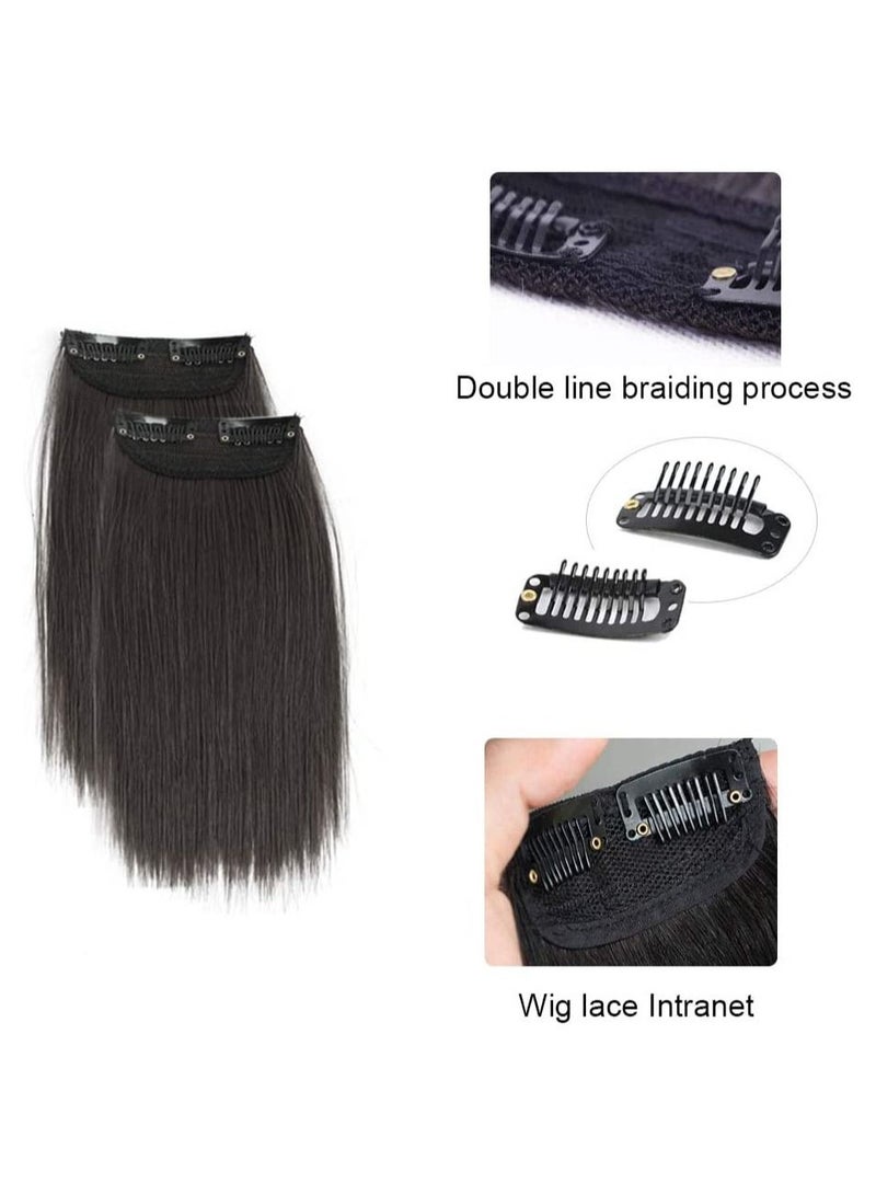 Estelle Clips in Hair Piece Synthetic Short Straight Hair Piece Invisible Hairpin Hair for Thinning Hair Adding Hair Volume Fluffy Natural Cushion High Hair 2 Pieces Color No 2  - Image 2