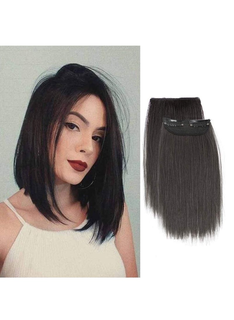 Estelle Clips in Hair Piece Synthetic Short Straight Hair Piece Invisible Hairpin Hair for Thinning Hair Adding Hair Volume Fluffy Natural Cushion High Hair 2 Pieces Color No 2  - Image 1