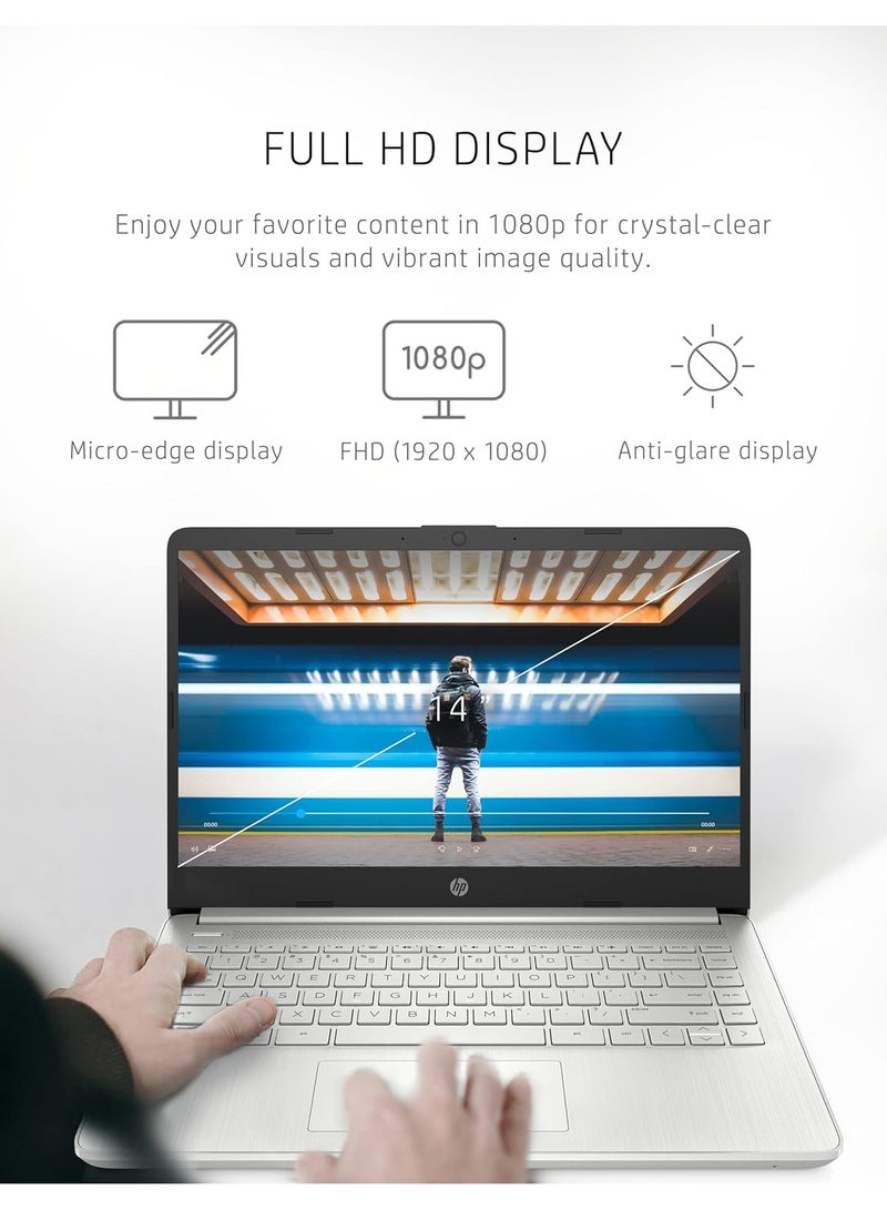 HP أحدث كمبيوتر محمول 14 أنيق ونحيف مزود بشاشة FHD مقاس 14 بوصة ومعالج Core i5 وذاكرة وصول عشوائي سعة 16 جيجابايت ومحرك أقراص SSD Nvme سعة 512 جيجابايت ورسومات Intel UHD/نظام التشغيل Windows 11/منفذ بطاقة Lan - Image 2