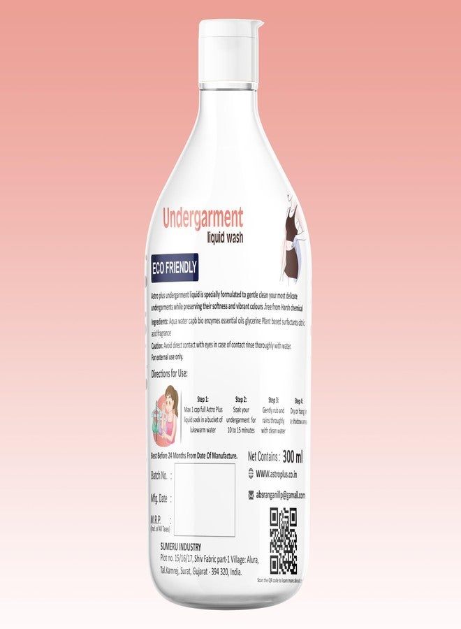 ASTRO PLUS + Astro Plus+ Undergarment Liquid Wash 300ml | Gentle Fabric Cleanser for Delicate Clothes | Removes Stains & Odor | Mild Laundry Liquid for Lingerie, Innerwear & Babywear - Image 2