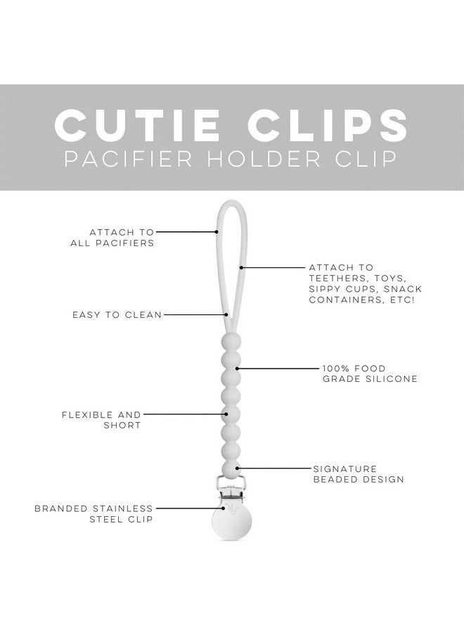 Ryan & Rose Ryan & Rose Cutie Clip 2 Pack - Pacifier Clip Holder Silicone (Judy-White/Judy-Grey) - Image 4