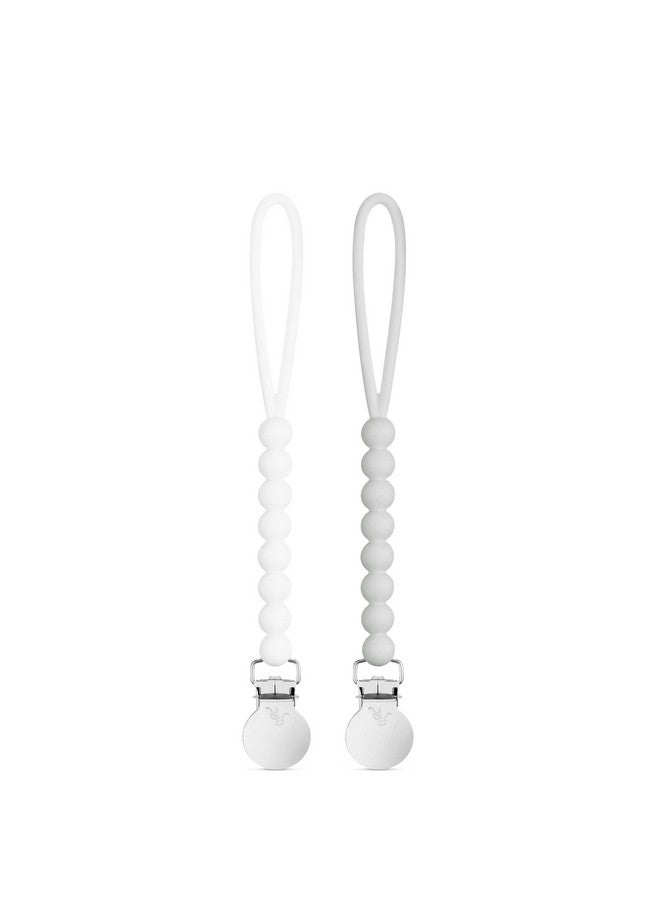 Ryan & Rose Ryan & Rose Cutie Clip 2 Pack - Pacifier Clip Holder Silicone (Judy-White/Judy-Grey) - Image 1
