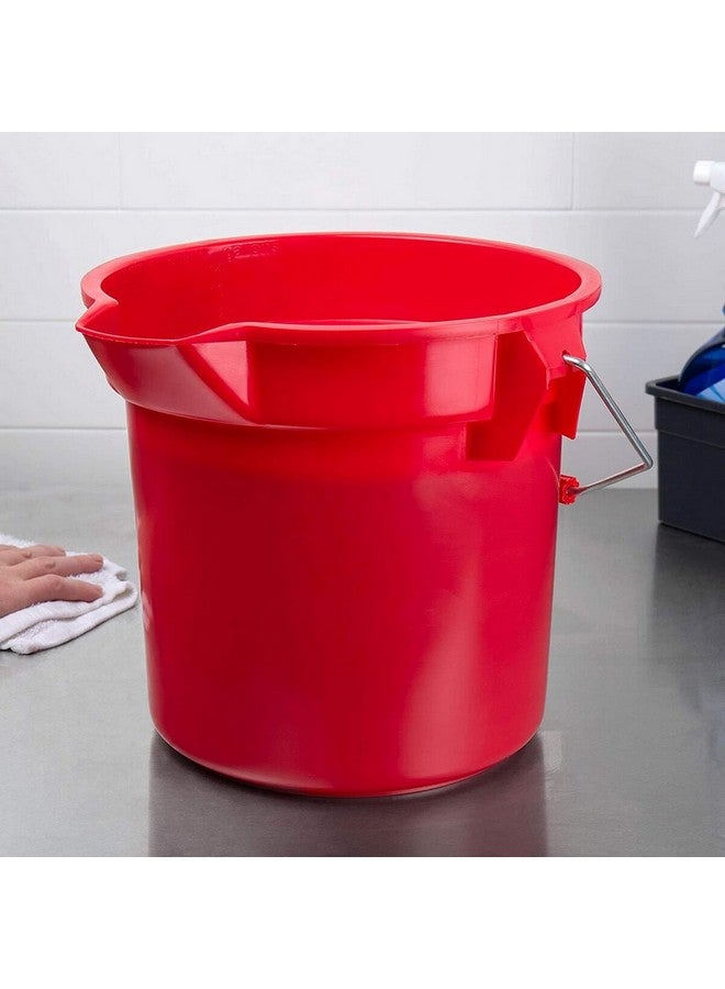 رابر ميد بروت دلو دائري بمقبض مصنوع من بولي إيثيلين عالي الكثافة أحمر 10 كوارت FG296300RED - Image 4