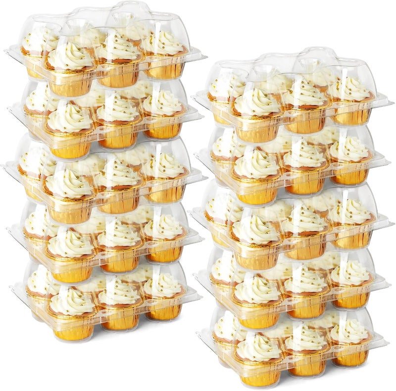 LotFancy Cupcake Containers 6 Count, 40 Sets, Half Dozen Clear Cupcake Boxes, Plastic Muffin Holders with Detachable Tall Dome Lid, Disposable Cupcake Carriers, BPA Free, Standard Size - Image 1