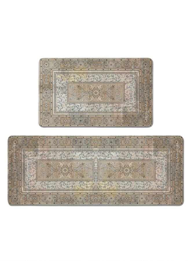 2 PCS Kitchen Floor Mats Rugs Set, Cushion Floor Carpet, Waterproof, Oil Resistant and Anti-Fatigue PU Standing Mat for Kitchen, Floor, Office, Sink, Laundry 45*75CM+45*120CM - Image 1