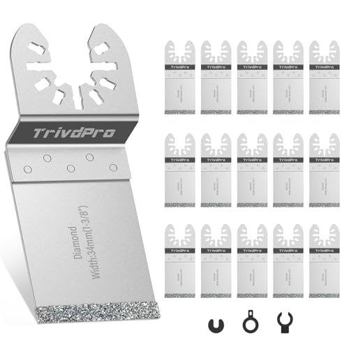 TrivdPro 15pcs Grout Remover Tool Carbide Oscillating Multi Tool Blades Diamond Grout Removal Blade Tools for Tile Concrete Masonry Cleaning Mortar - Image 1