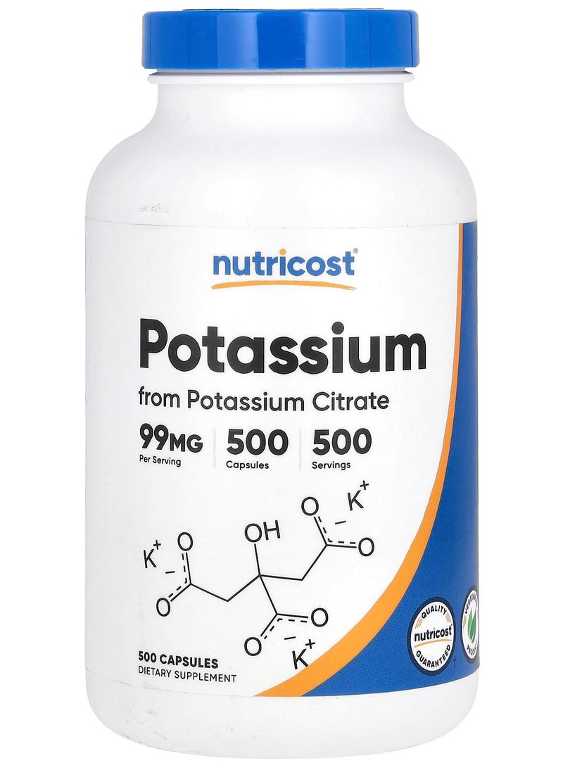 Nutricost Potassium , 99 mg, 500 Capsules