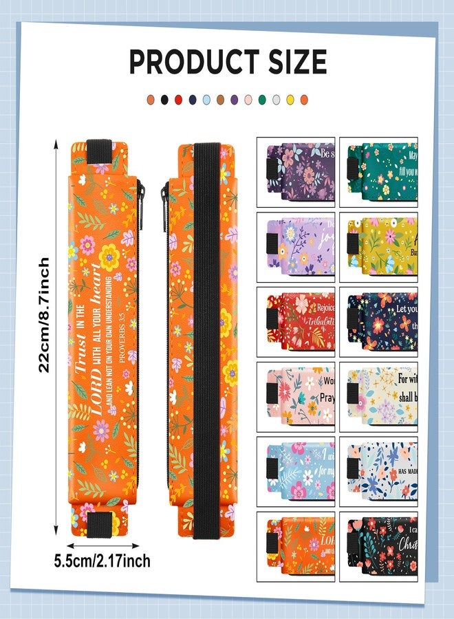 Moinchore 12 PCS Christan Adjustable Pencil Holder Elastic Bible Verse Adjustable Pen Case Detachable PU Leather Pen Holder For Notebook Office Daily Water Outdoor Activities(Bible Verse) - Image 2