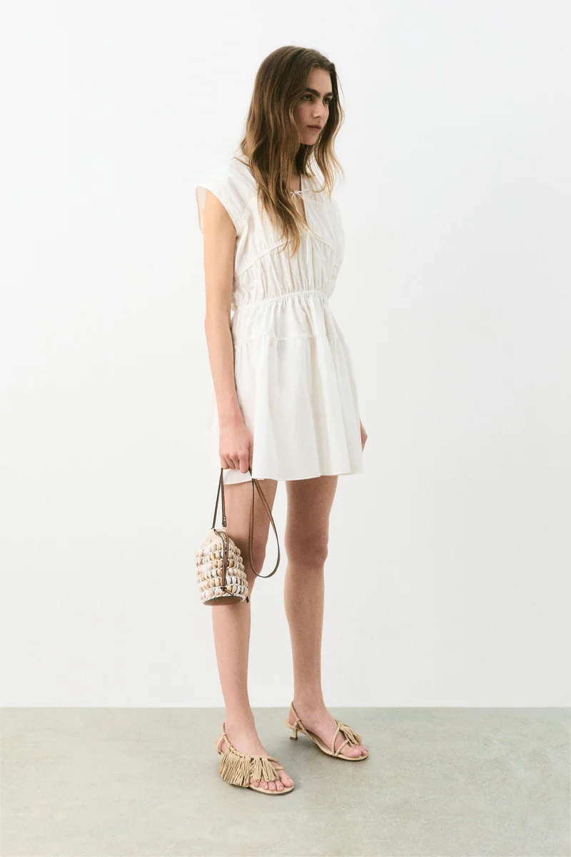 H&M Drawstring-detail poplin dress