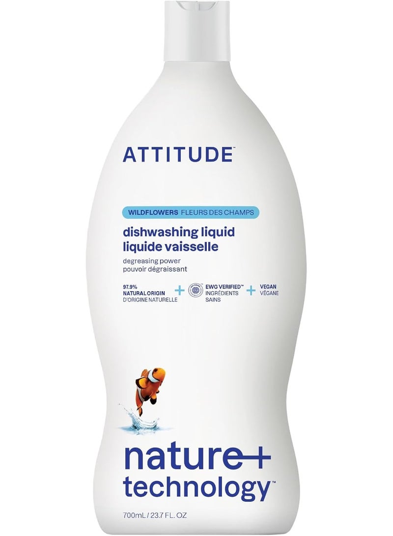 ATTITUDE Dish Soap, EWG Verified, Plant-Based & Vegan Dishwashing Liquid, Naturally Derived, Wildflowers Scent, 23.7 Fl Oz