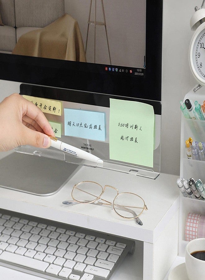 Khakho Multifunctional Monitor Memo Board,Clear Screen Memo Board,Sticky Note Holder,Transparent Memo Phone Holder,Computer Monitor Message Board for Office Home (White) - Image 5