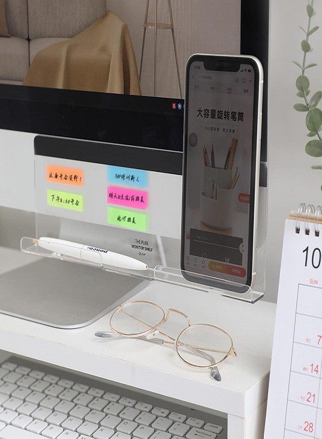 Khakho Multifunctional Monitor Memo Board,Clear Screen Memo Board,Sticky Note Holder,Transparent Memo Phone Holder,Computer Monitor Message Board for Office Home (White) - Image 4