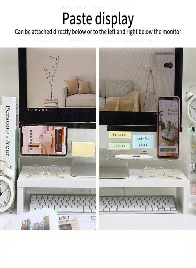 Khakho Multifunctional Monitor Memo Board,Clear Screen Memo Board,Sticky Note Holder,Transparent Memo Phone Holder,Computer Monitor Message Board for Office Home (White) - Image 2