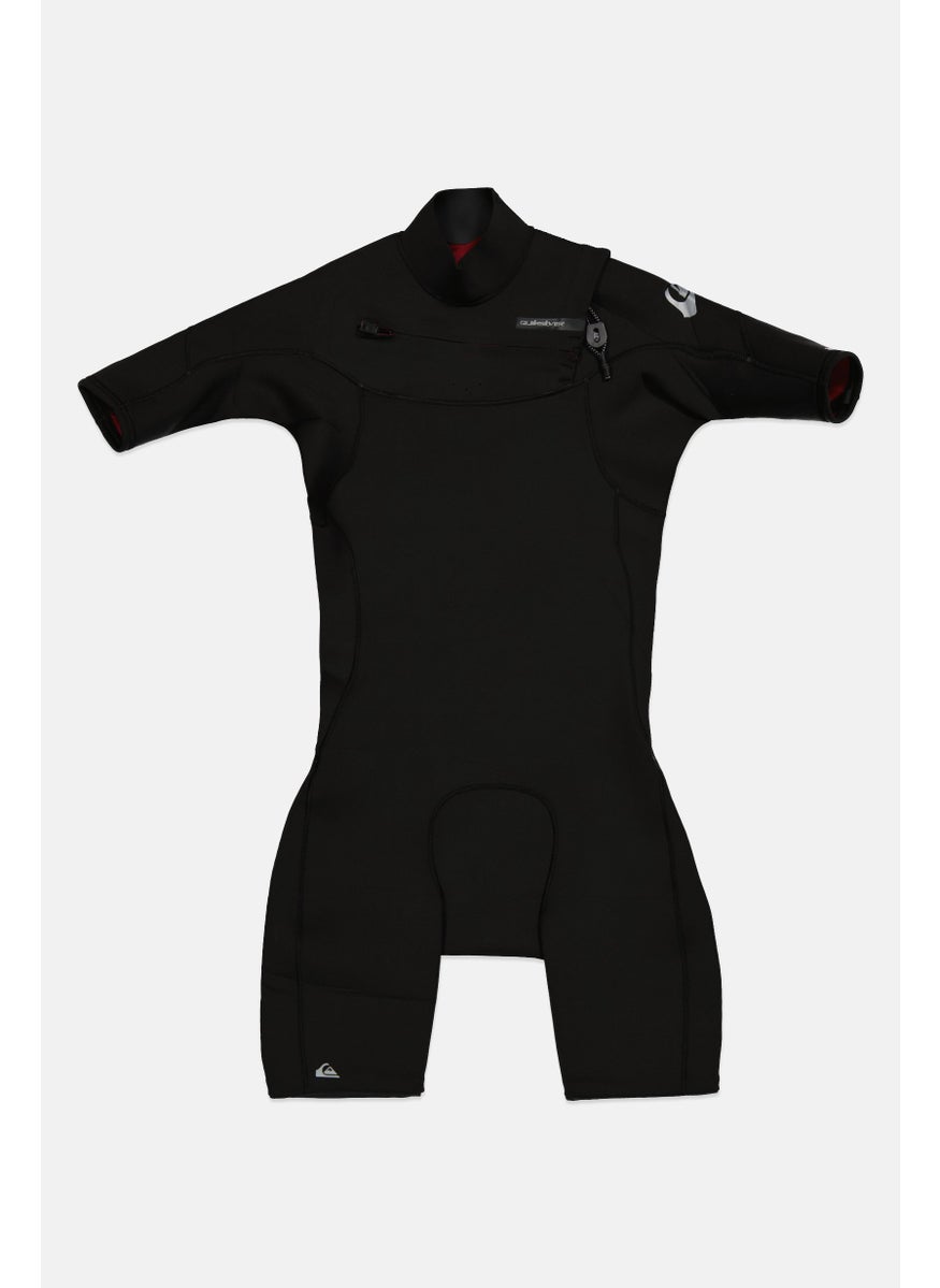 QUIKSILVER Kids Boy Brand Logo Short Sleeves Springsuit, Black  - Image 1