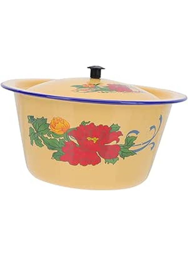 Vintage Enamel Lard Bowl With Lid 1.4 Liter 19.5cm Covered Kitchen Storage Pot For Serving - Image 1