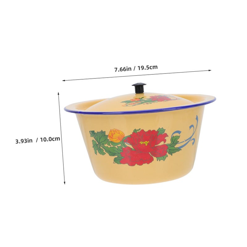 Vintage Enamel Lard Bowl With Lid 1.4 Liter 19.5cm Covered Kitchen Storage Pot For Serving - Image 3