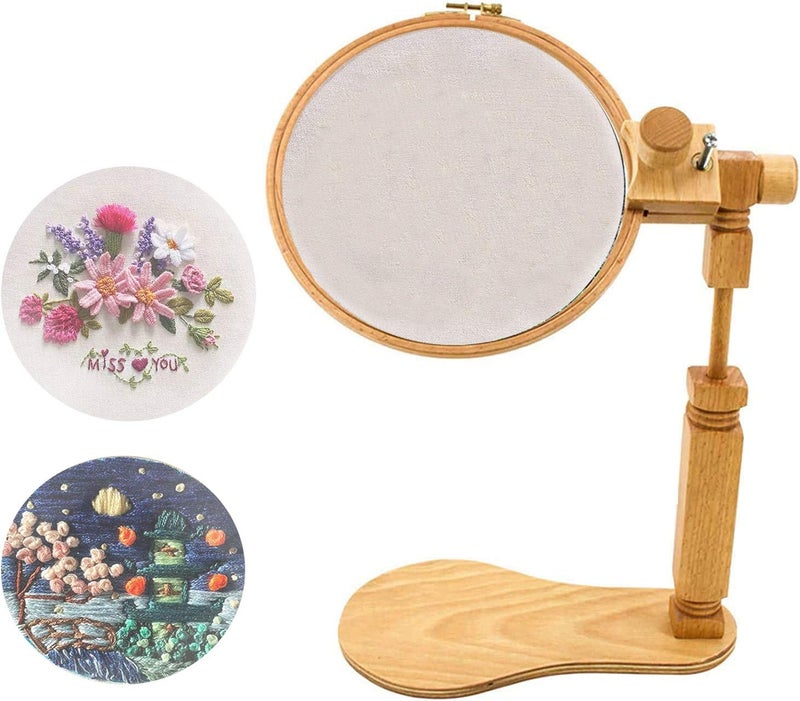 TAPBULL Rotated Embroidery Frame Stand, Wooden Embroidery Frame Rotatable Hoop, for Most Size Art Craft Handy Sewing Christmas Decorations of Hoops (1) - Image 1