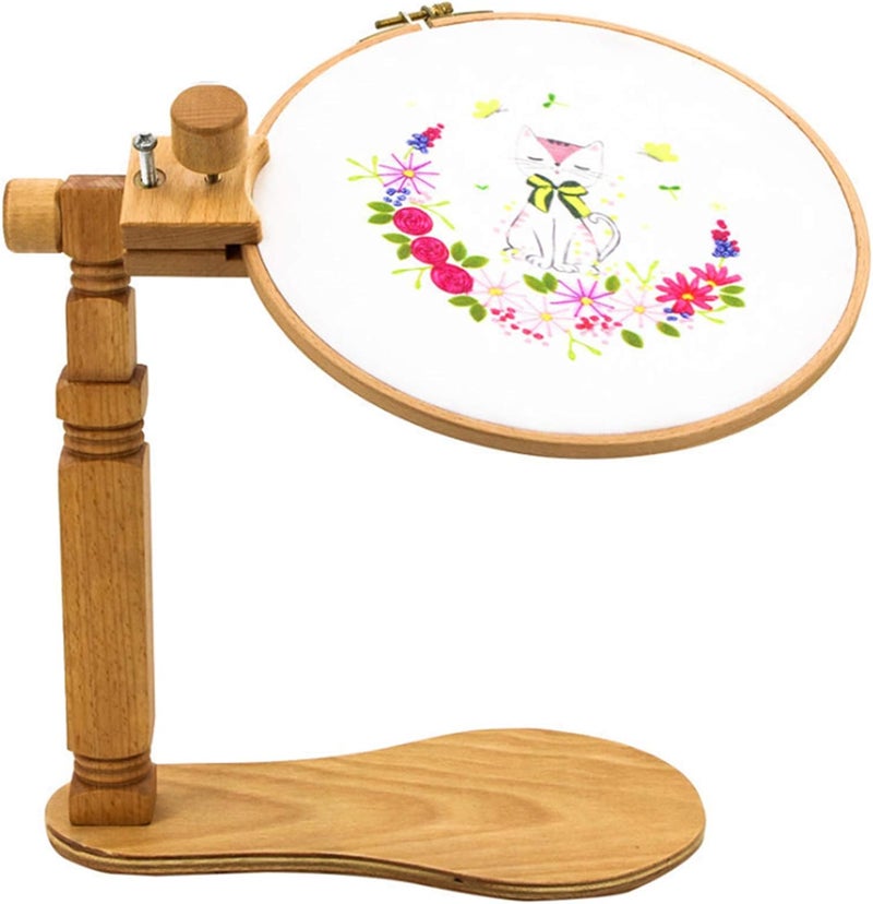 TAPBULL Rotated Embroidery Frame Stand, Wooden Embroidery Frame Rotatable Hoop, for Most Size Art Craft Handy Sewing Christmas Decorations of Hoops (1) - Image 4