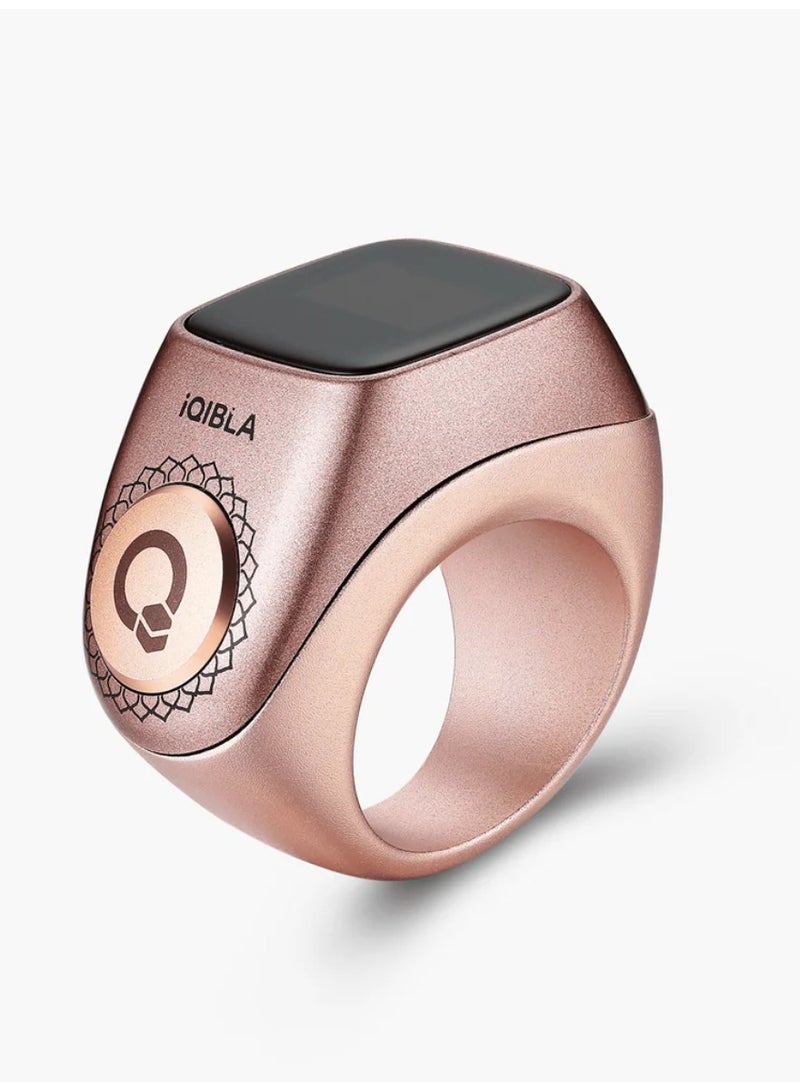 iQIBLA Smart Tasbih Zikr Ring 0.42" Wide Display Powerful Battery Backup OLED Display F04 Flex Pro Smart Ring App Operated Tasbih Counter IP67 Waterproof iQibla Smart Zikr Ring Compatible Three Sizes 18MM, 20MM, 22MM With Charging Case Aluminium Alloy iQibla Zikr Ring Rose Gold - Image 3