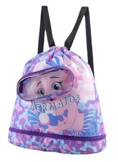 Generic Swimming Backpack for Kids Dry and Wet Separation Waterproof Storage Bag Portable Drawstring Backpack for Gym Sports Beach Pool Gear Bag (Mermaid)  - Image 1