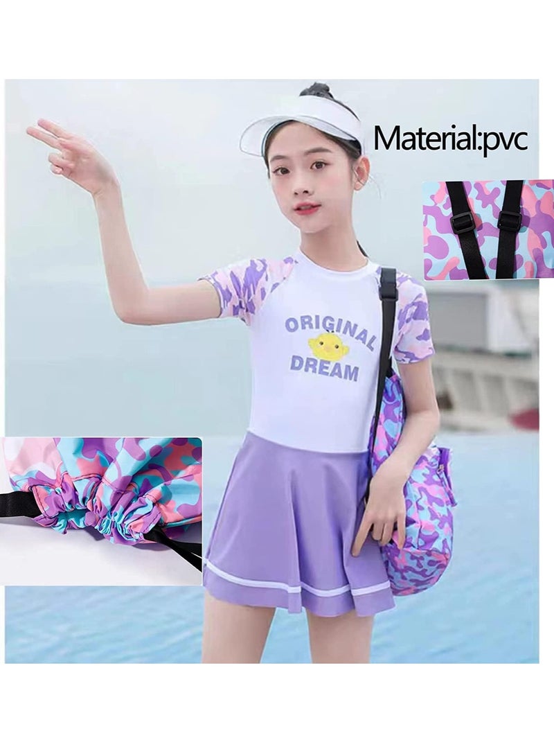 Generic Swimming Backpack for Kids Dry and Wet Separation Waterproof Storage Bag Portable Drawstring Backpack for Gym Sports Beach Pool Gear Bag (Mermaid)  - Image 2